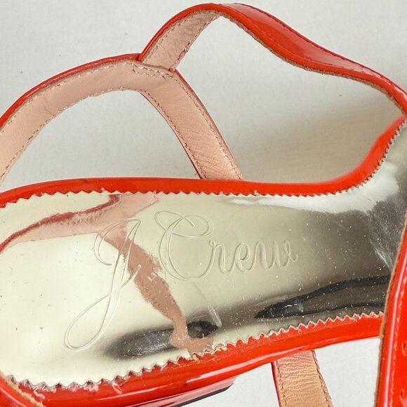 NEW J. Crew Hazel Ankle Strap Sandals in Red Patent Leather - Picture 8 of 13